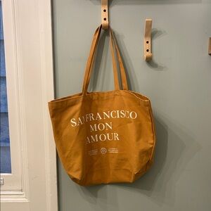 Sezane San Francisco Mon Amour Mustard Tote Bag